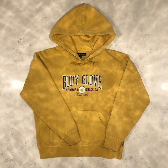 Body Glove Prep School Chill Fleece Retro Style 100% Cotton Hoodie Gold Sz XS - Picture 2 of 16